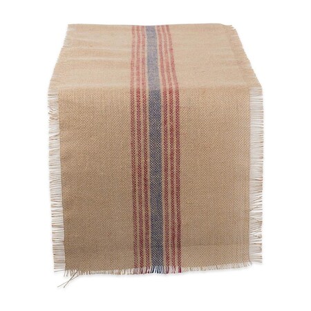 Fastfood 14 x 72 in. Middle Stripe Burlap Table Runner - French Blue & Barn Red FA2567259